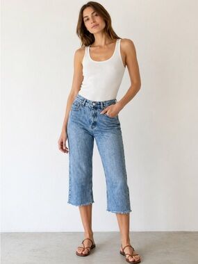 Vintage Texwood Apple Jeans 90s Original Basics Baggy Capri Raw Hem Size 27